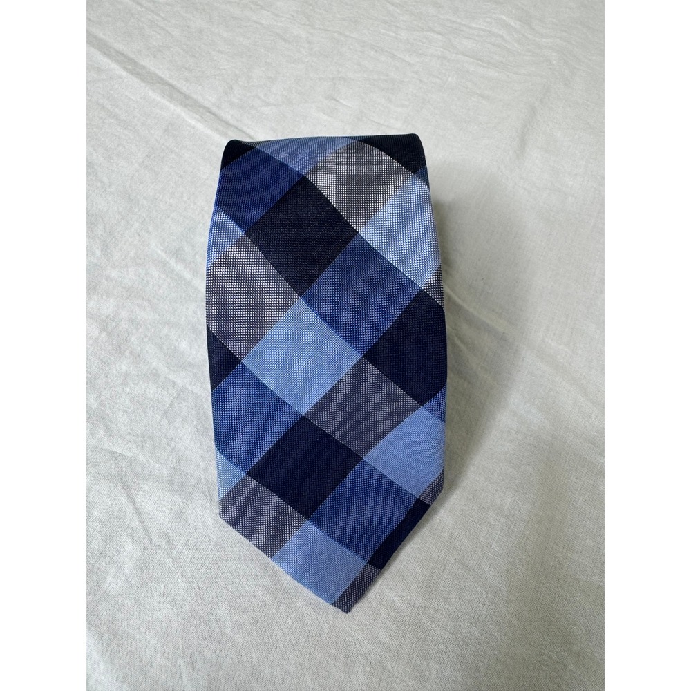 Le 31 Necktie Mens OS Blue Gingham Fair 100% Silk Plaid Check Accessory